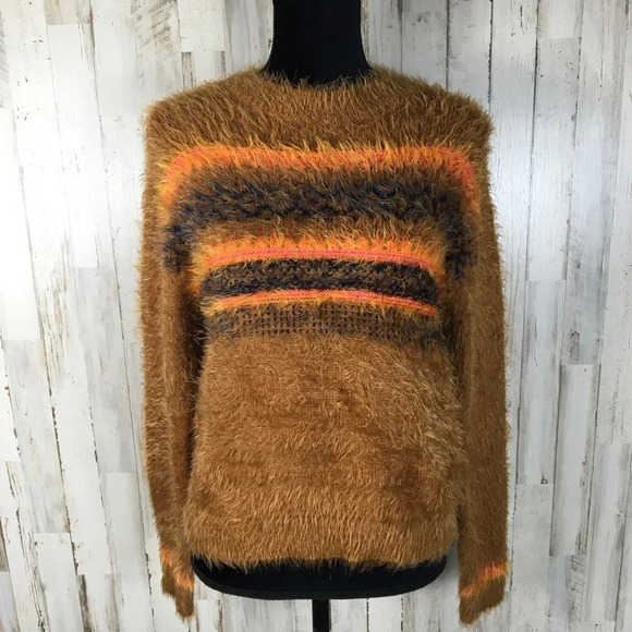 Abound Fluffy Fairisle Fuzzy Eyelash Sweater Top - Picture 3 of 7